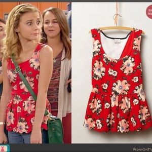 Anthropologie Postmark Clovelly Peplum Top Red